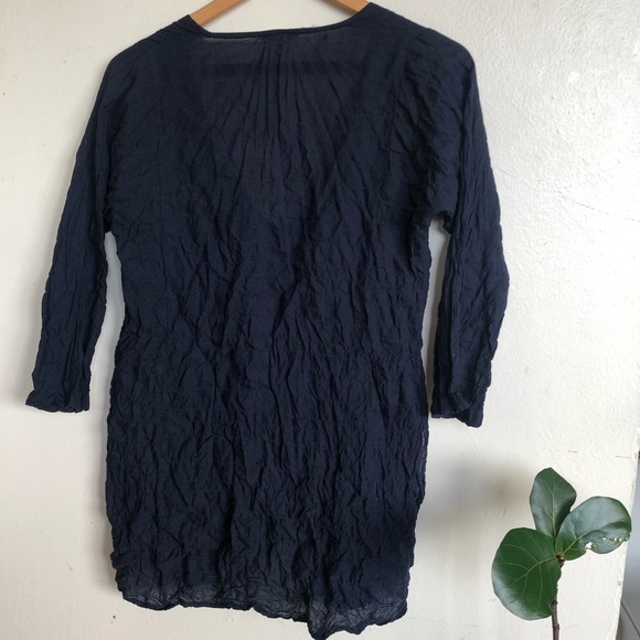 Jess Brown Puckered V Neck Cotton Tunic XS - Picture 4 of 7